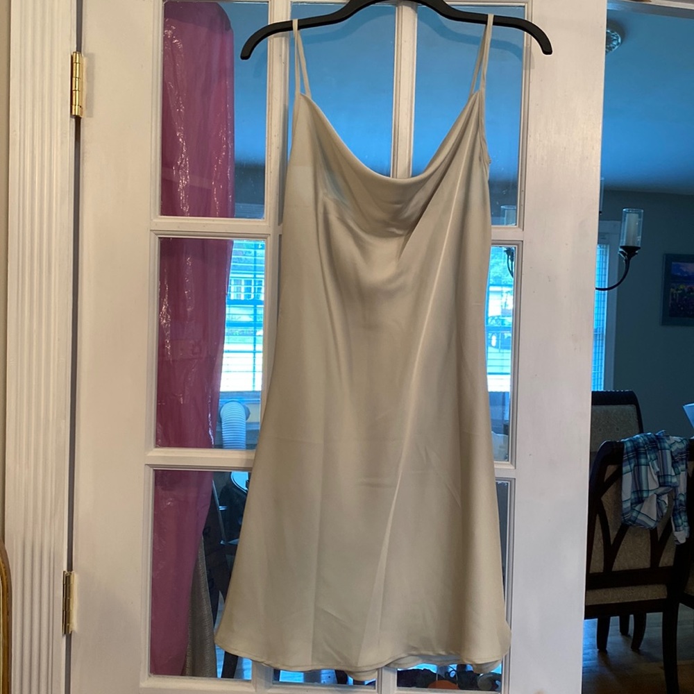 Cowl neck satin slip dress